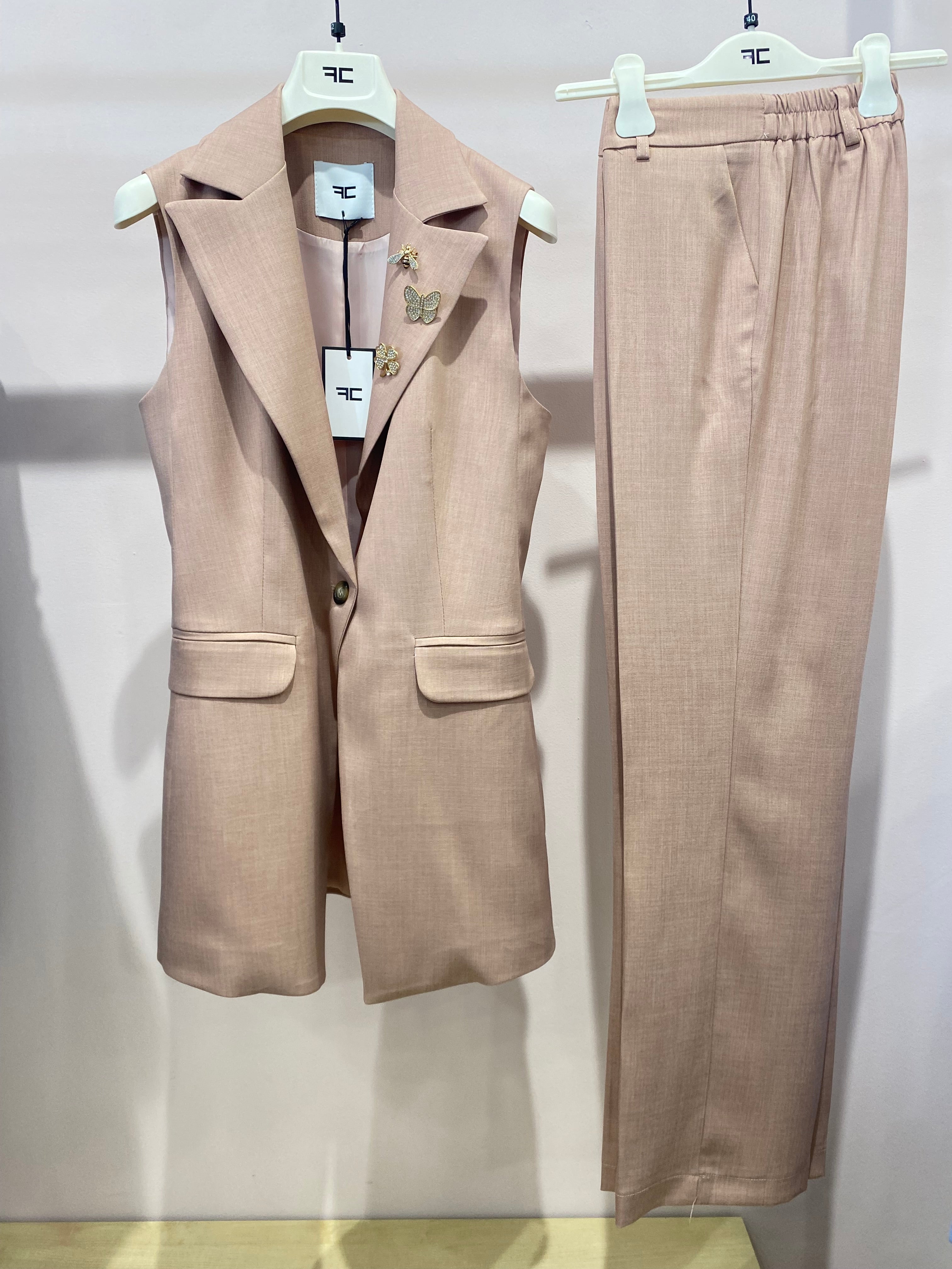 Tailleur Sole Gilet/ Pantalone Palazzo Lungo