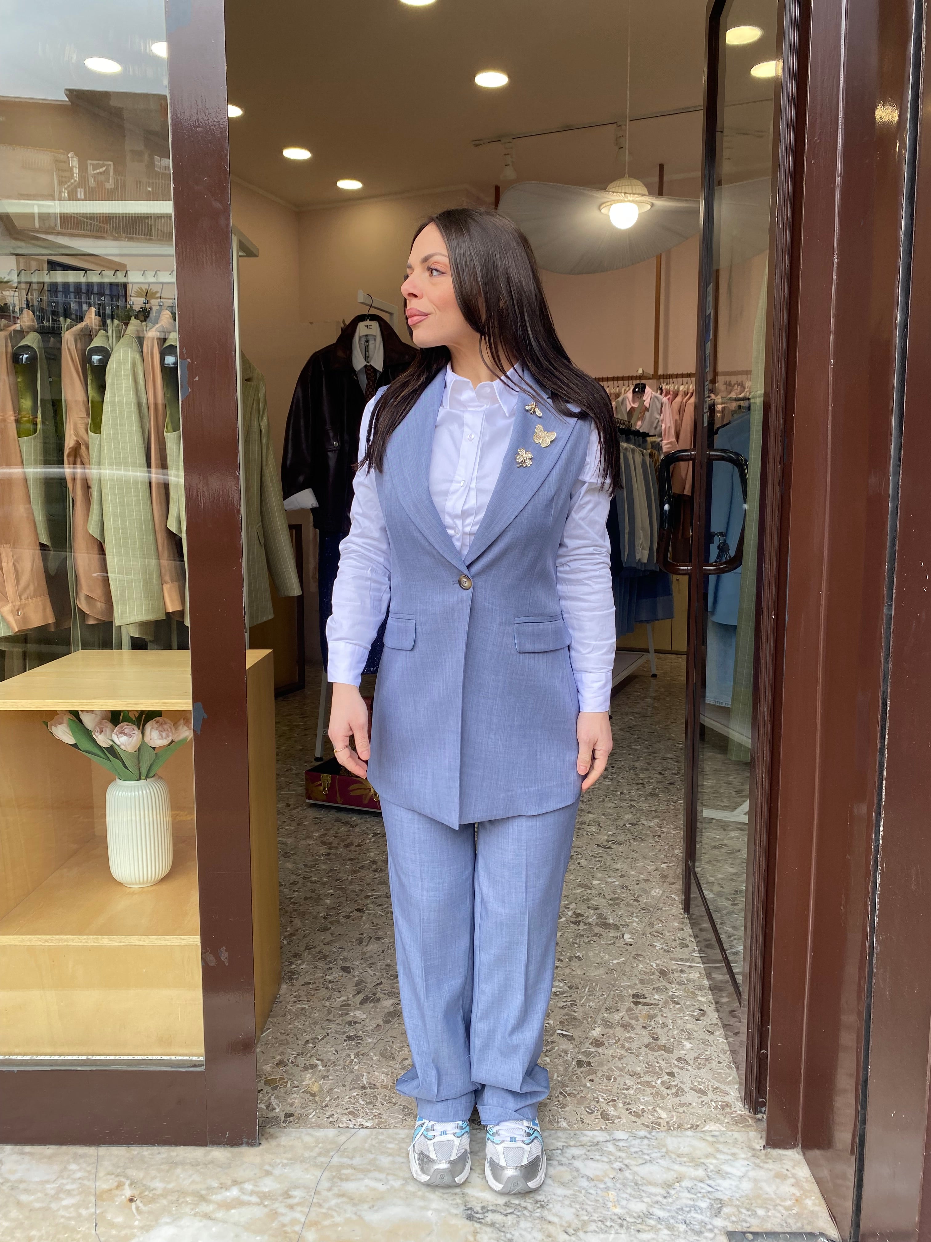 Tailleur Sole Gilet/ Pantalone Palazzo Lungo