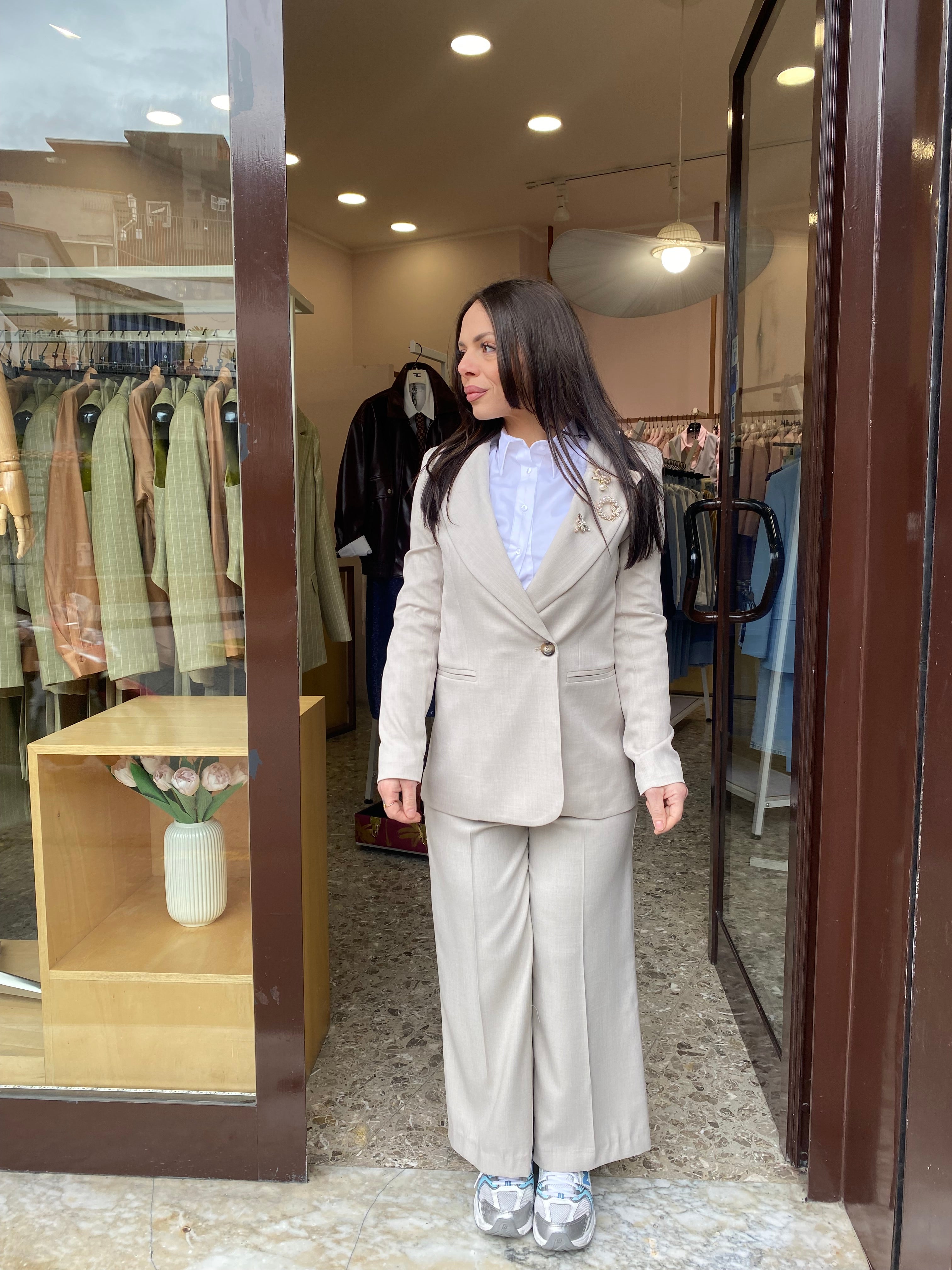 Tailleur Sole Giacca/ Pantalone Palazzo Corto