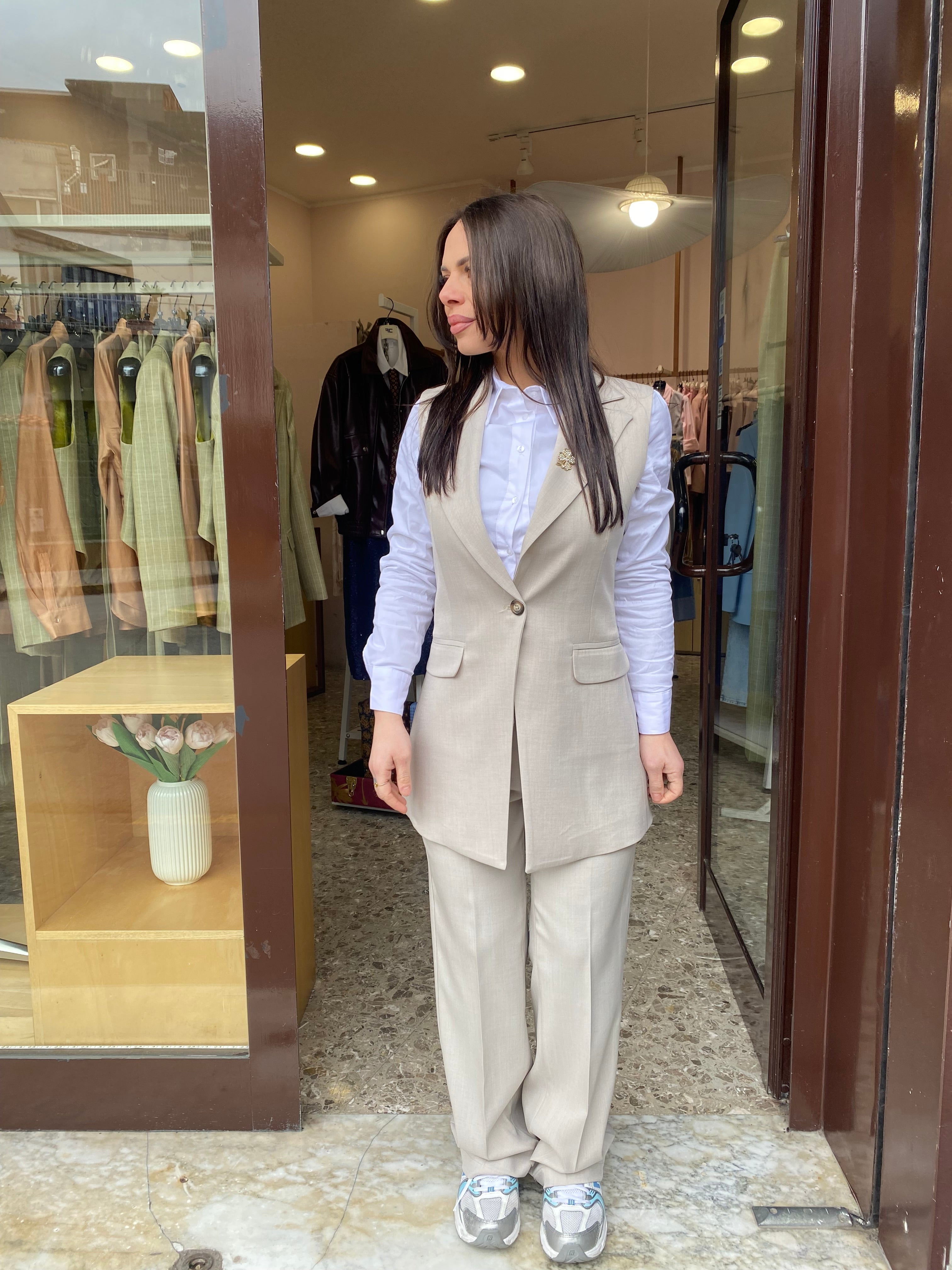 Tailleur Sole Gilet/ Pantalone Palazzo Lungo