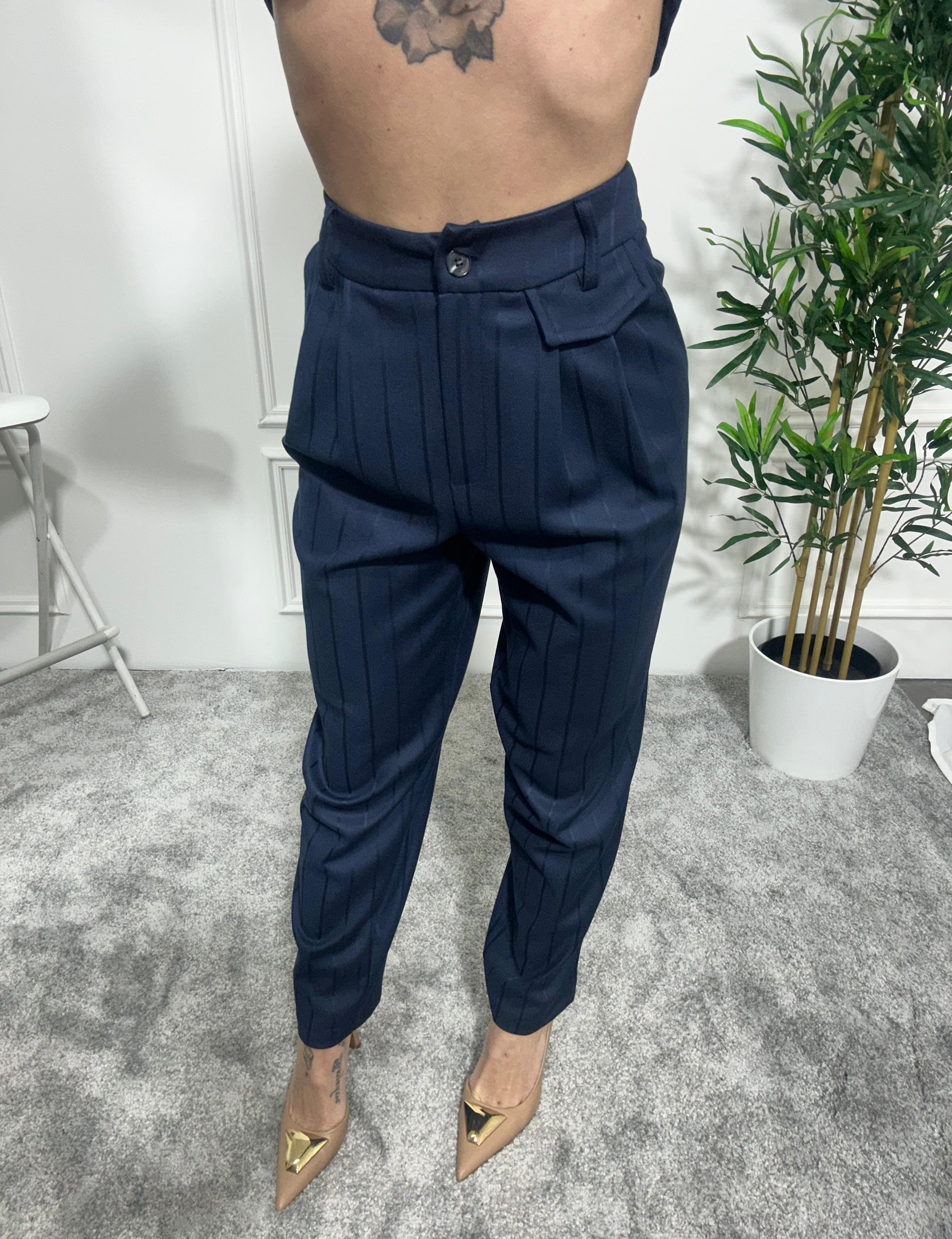 Pantalone gessato con taschino Made in 1982