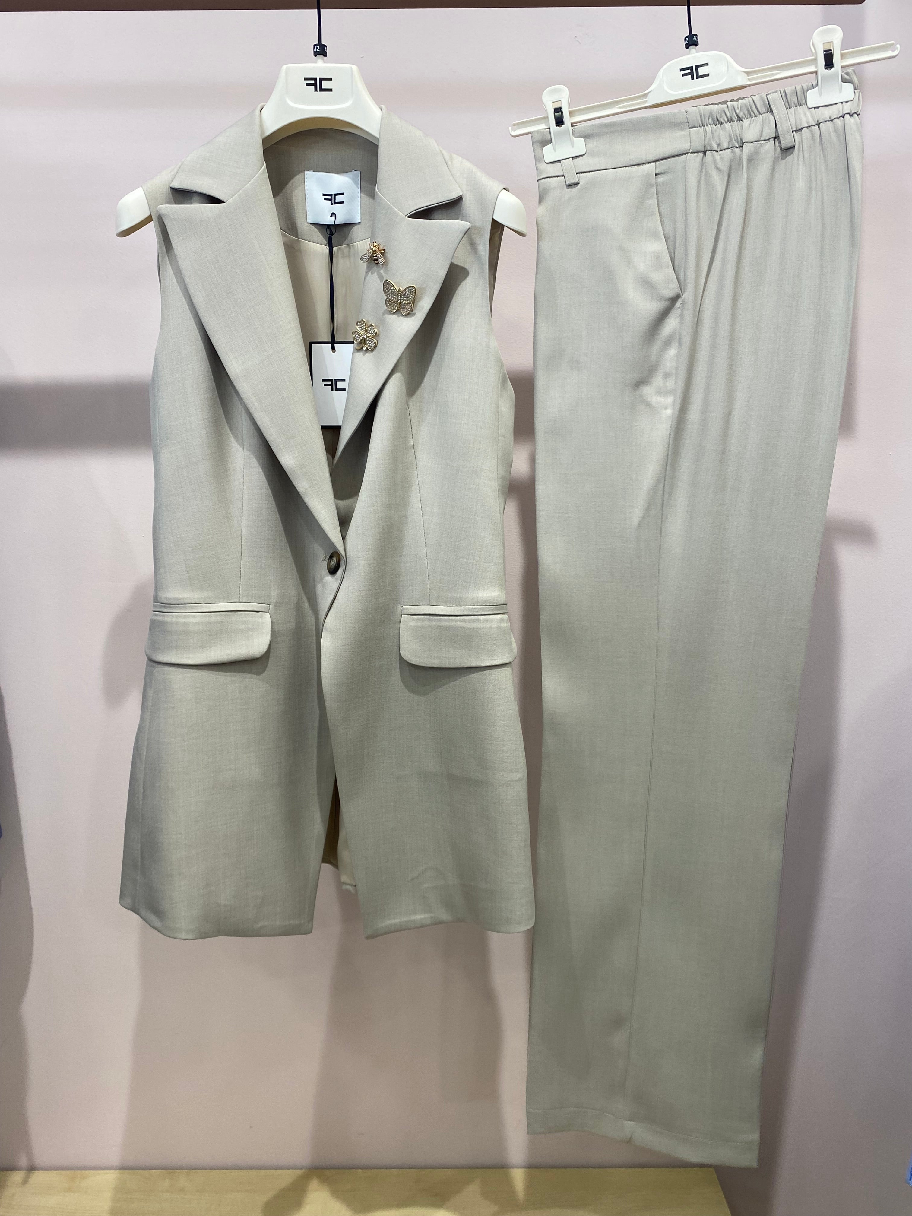 Tailleur Sole Gilet/ Pantalone Palazzo Lungo