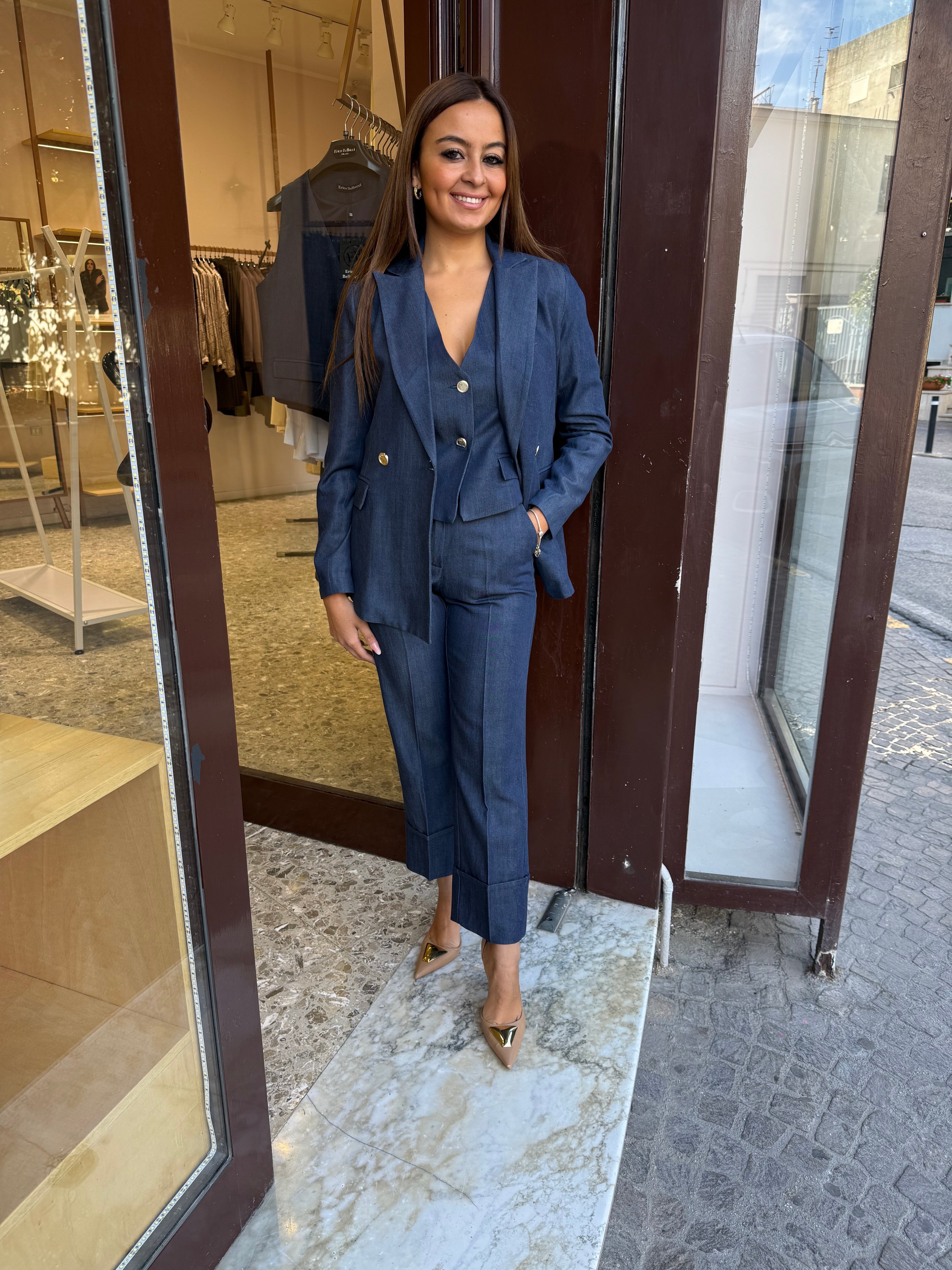 Tailleur Terry 3 pz denim risvolto