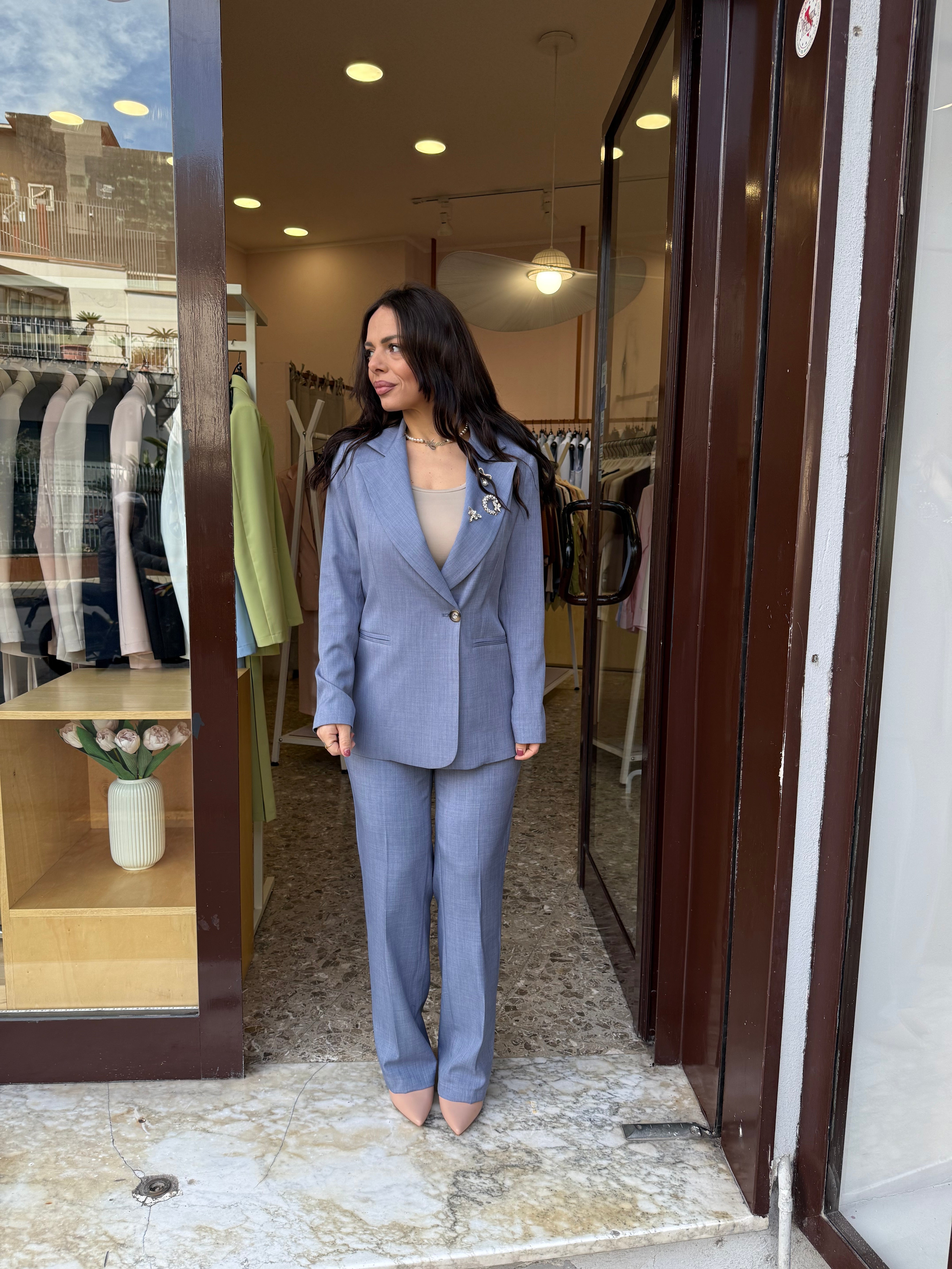 Tailleur Sole Giacca /Pantalone  Palazzo Lungo