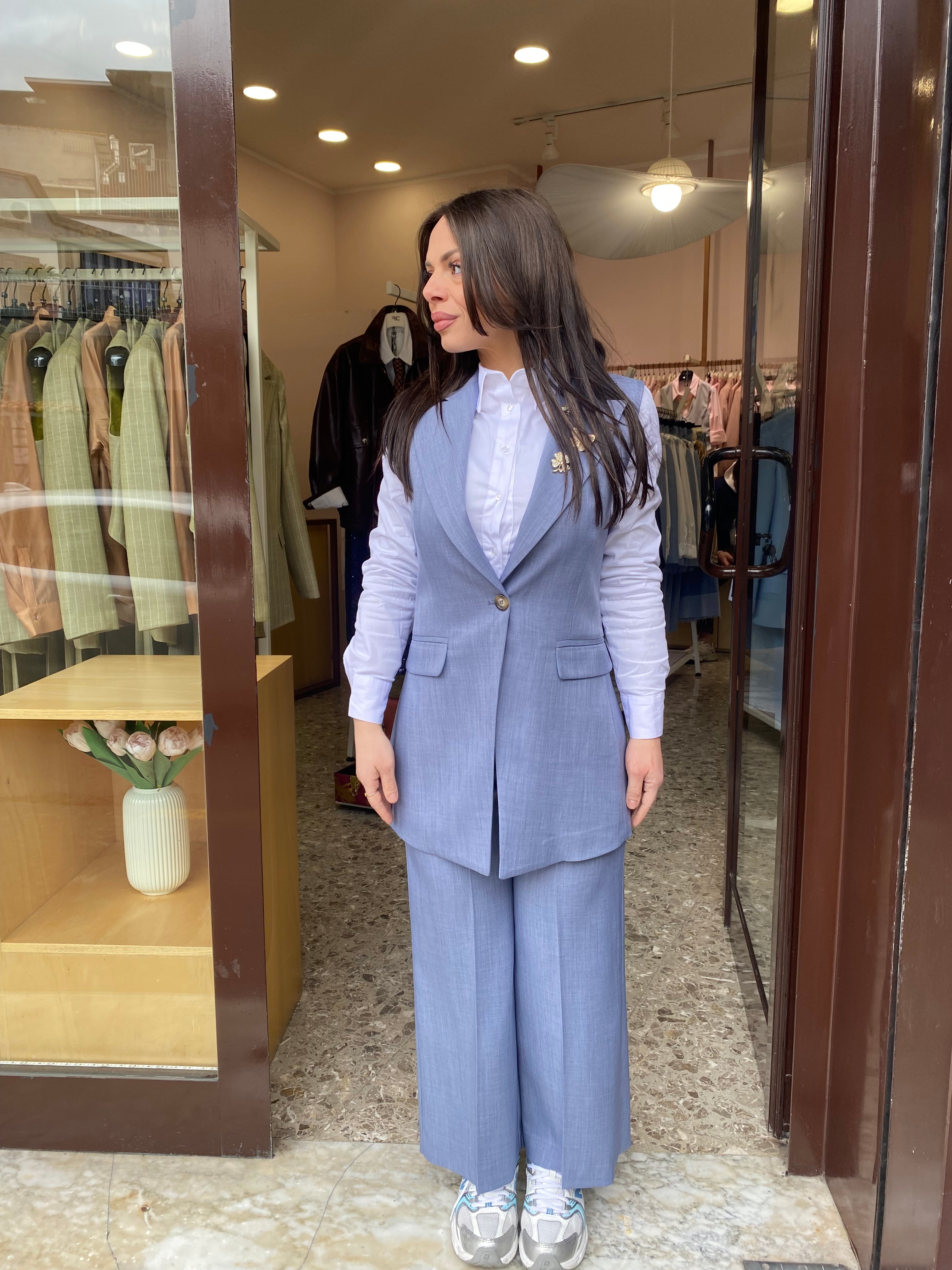 Tailleur Sole Gilet/Pantalone Palazzo corto