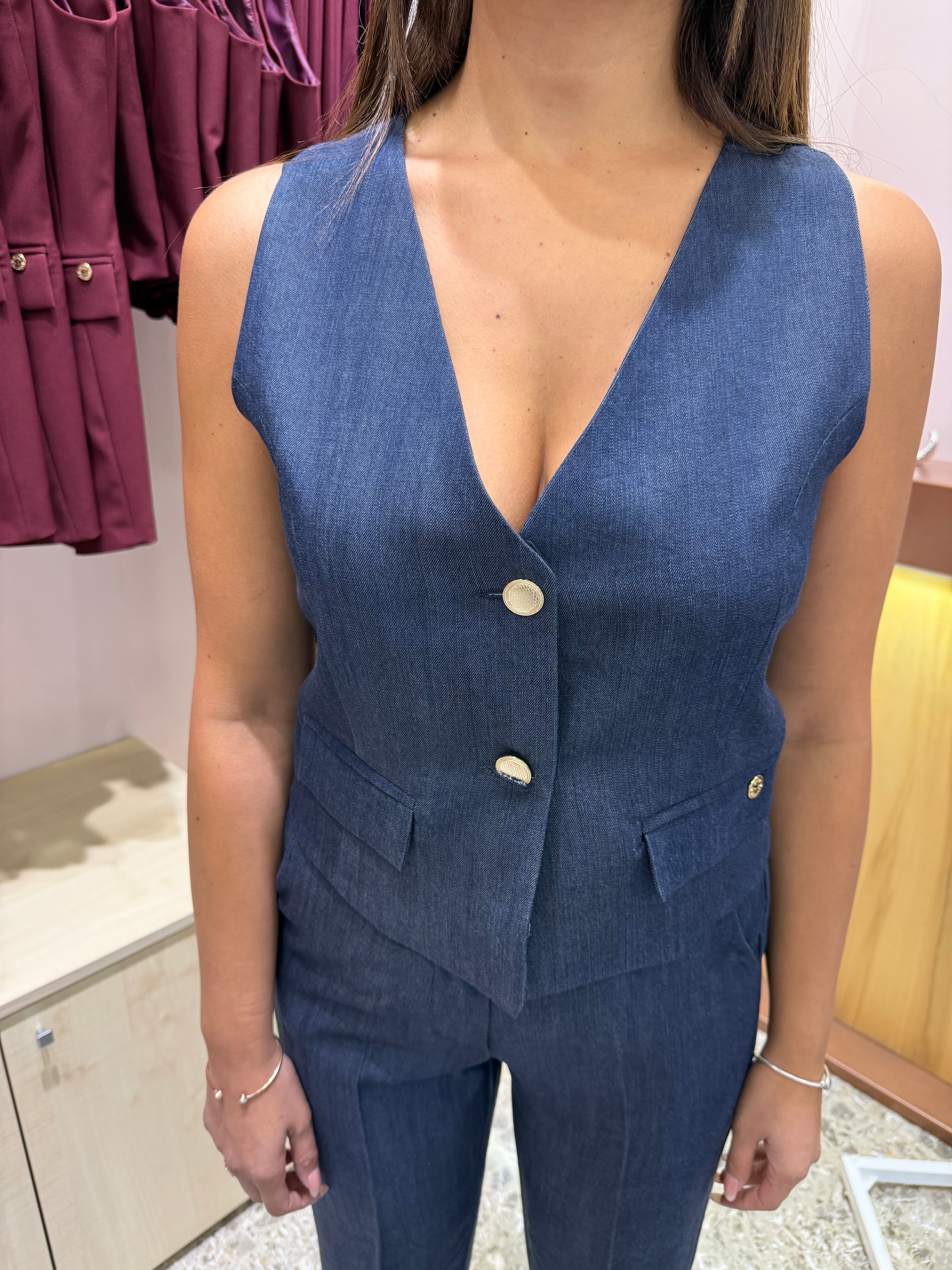 Coordinato Terry denim risvolto