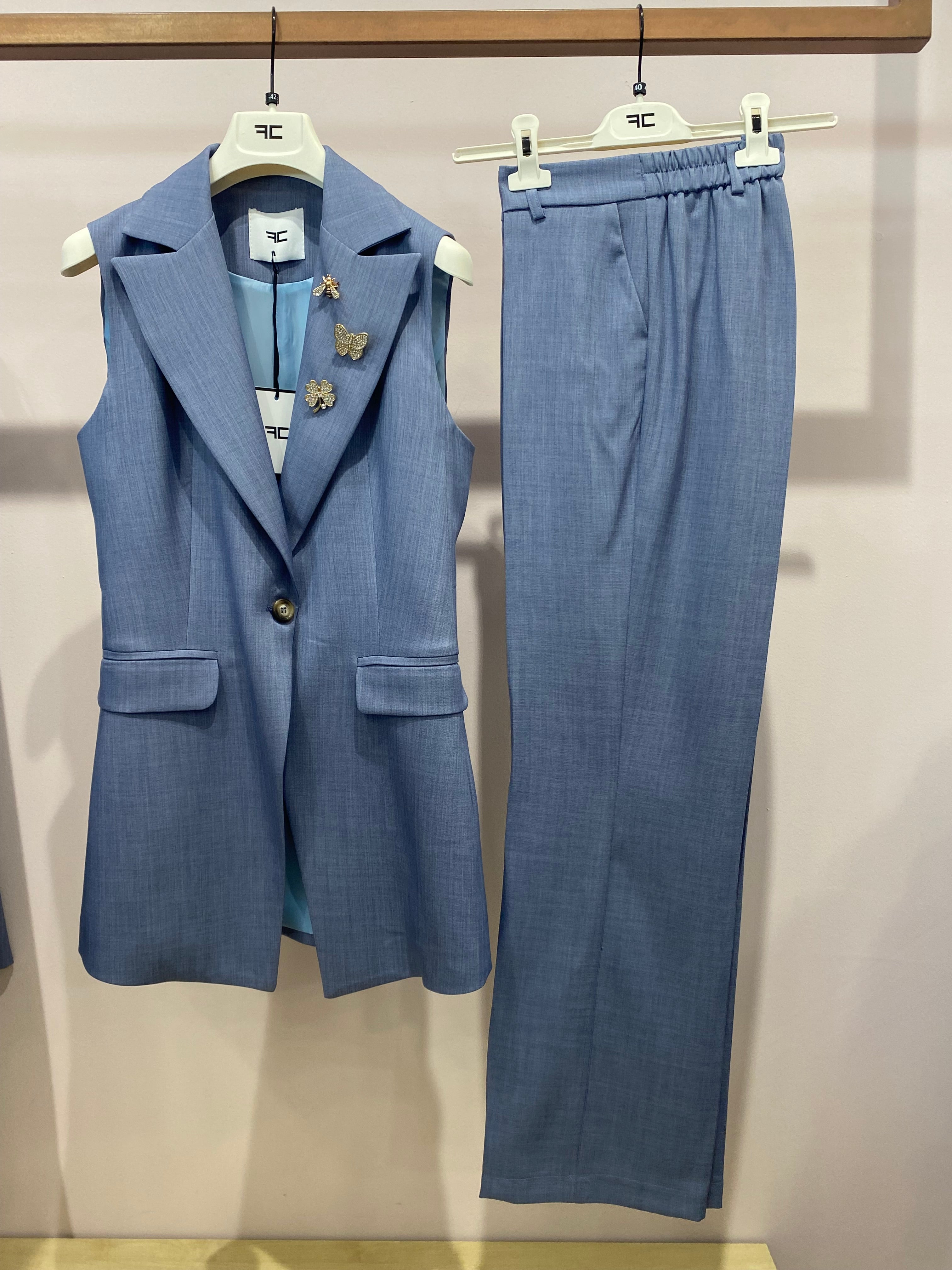 Tailleur Sole Gilet/ Pantalone Palazzo Lungo