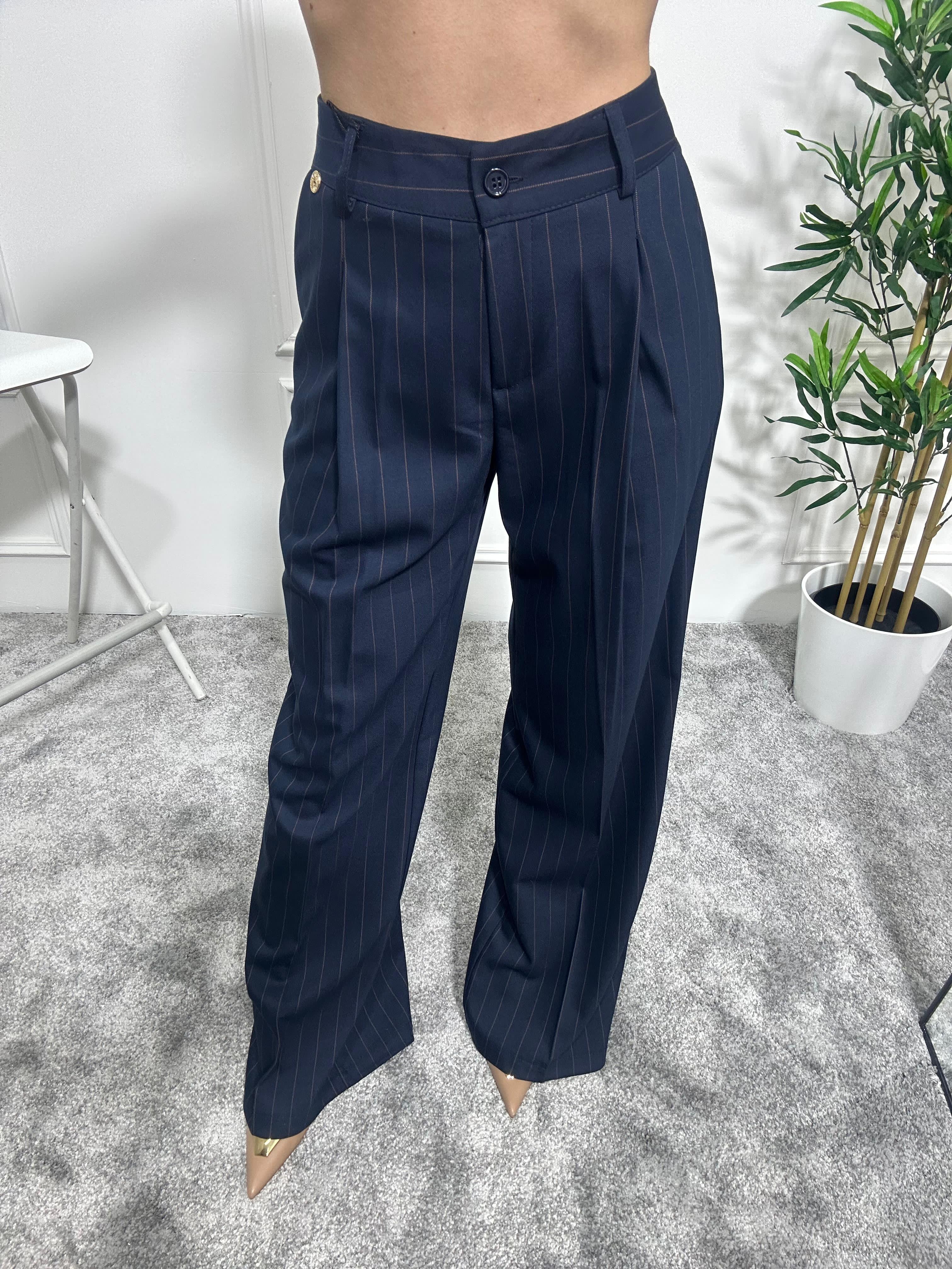 Pantalone palazzo gessato Erica Bellucci
