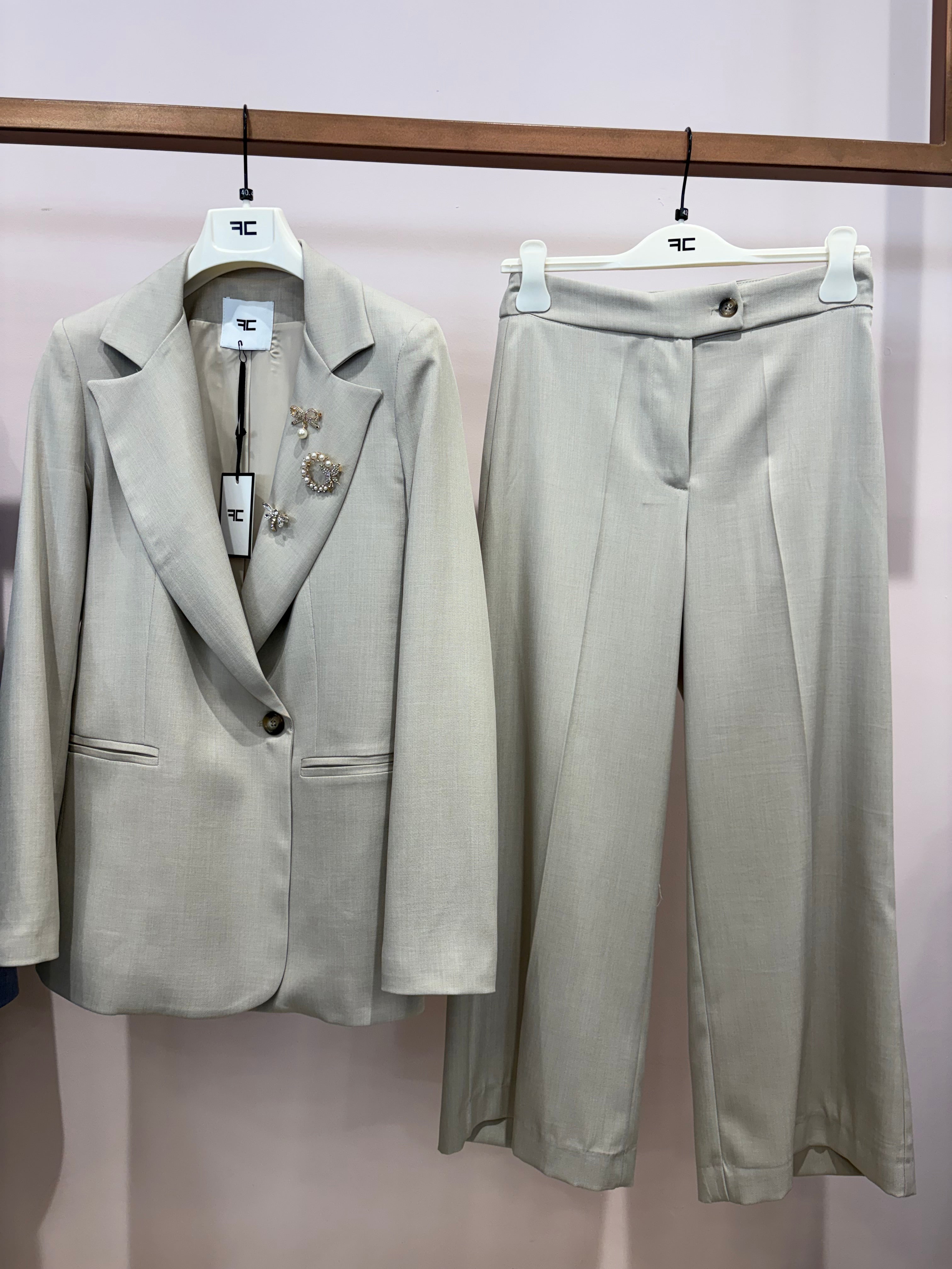 Tailleur Sole Giacca/ Pantalone Palazzo Corto