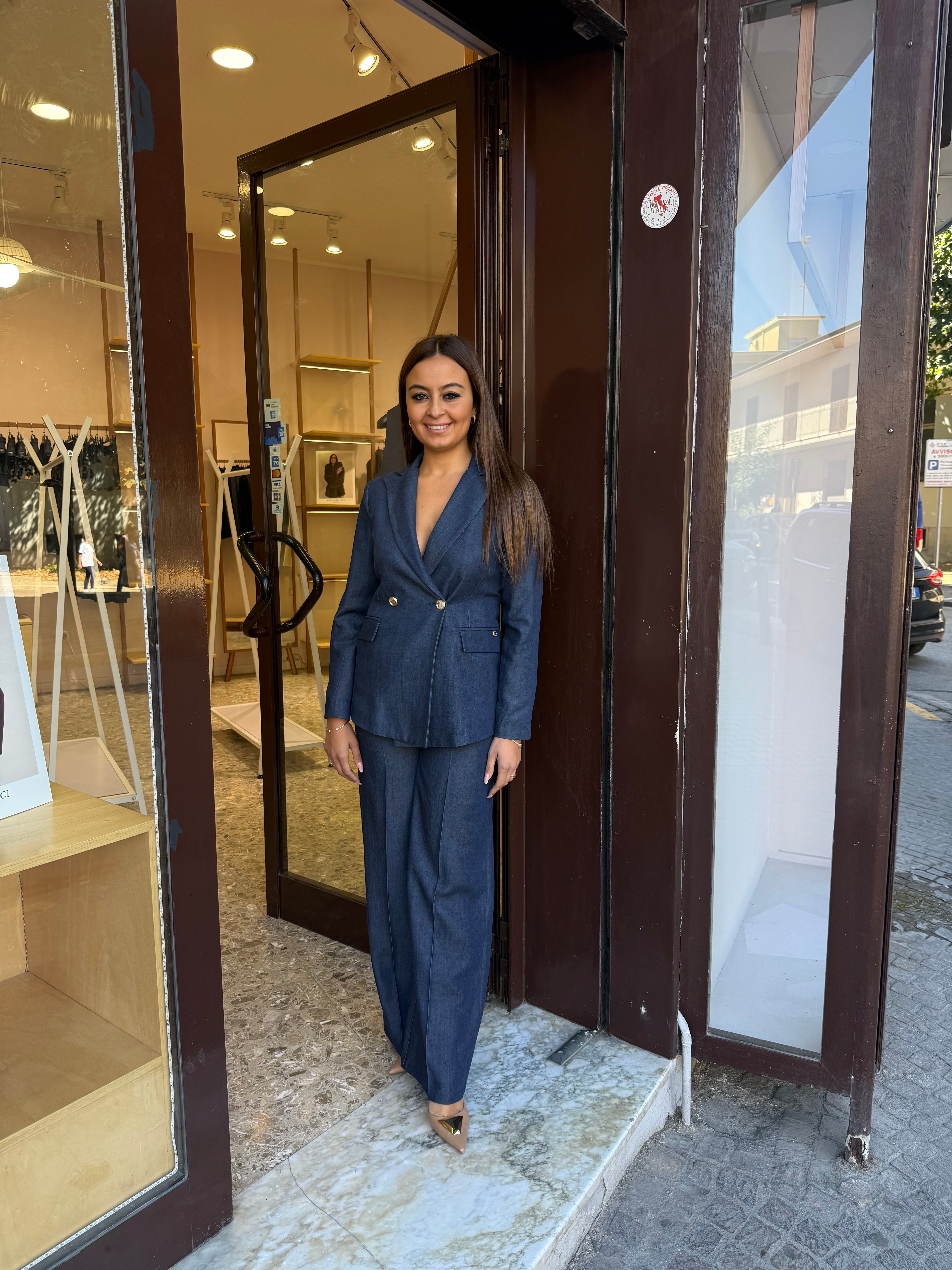 Tailleur Terry denim palazzo