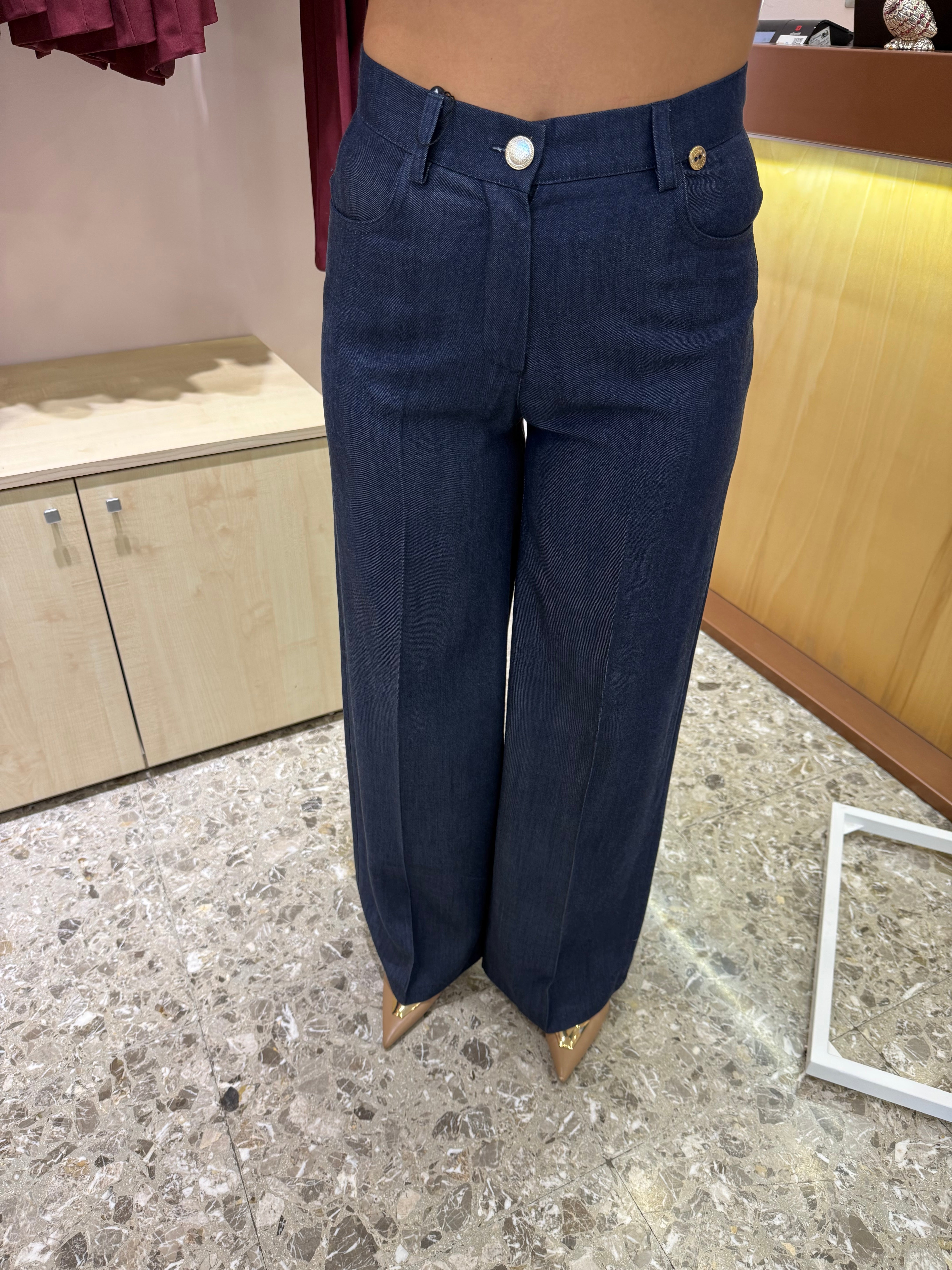 Pantalone Terry denim palazzo