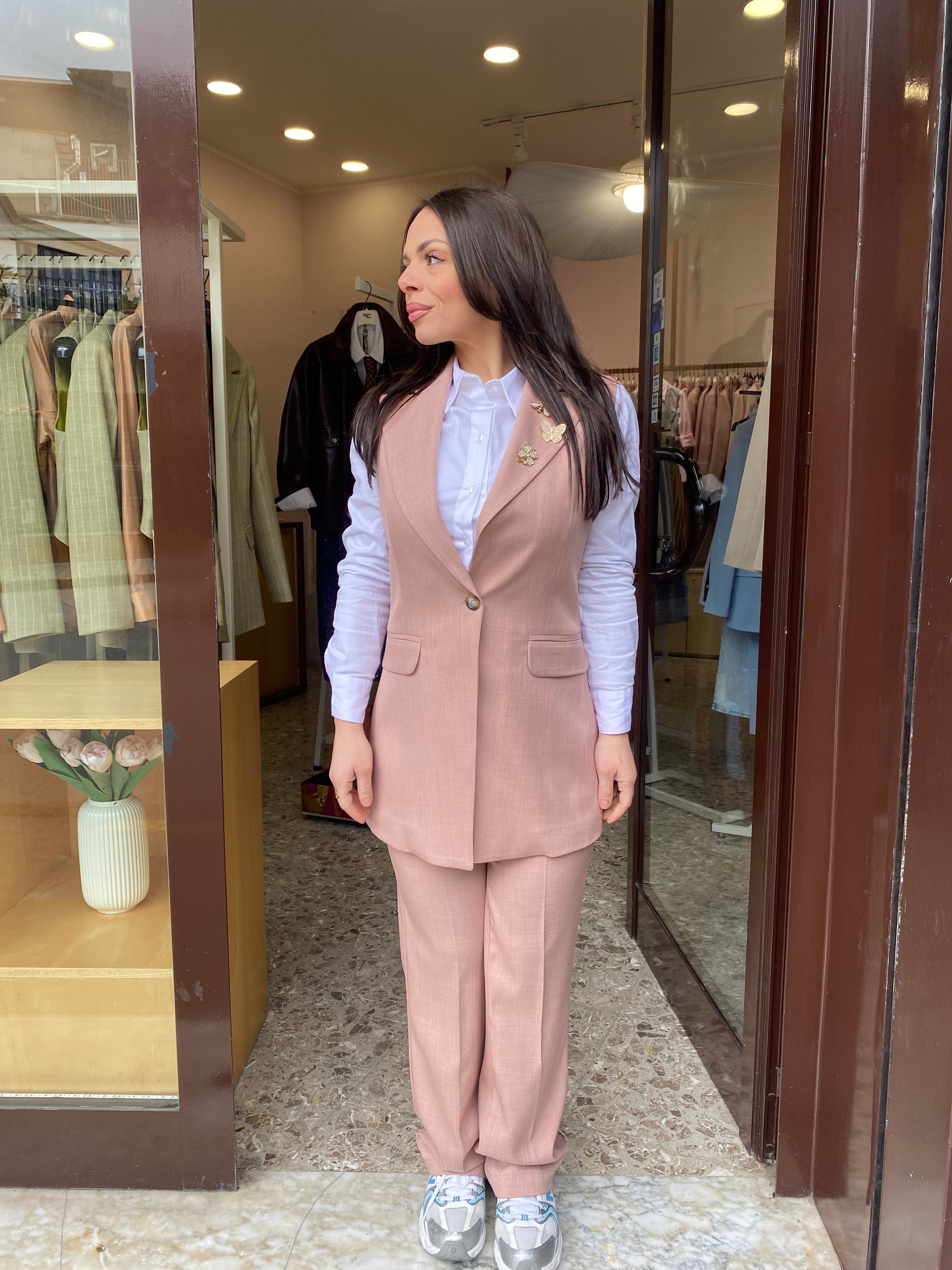 Tailleur Sole Gilet/ Pantalone Palazzo Lungo